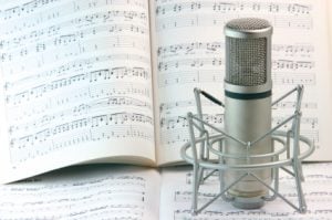 notes and microphone